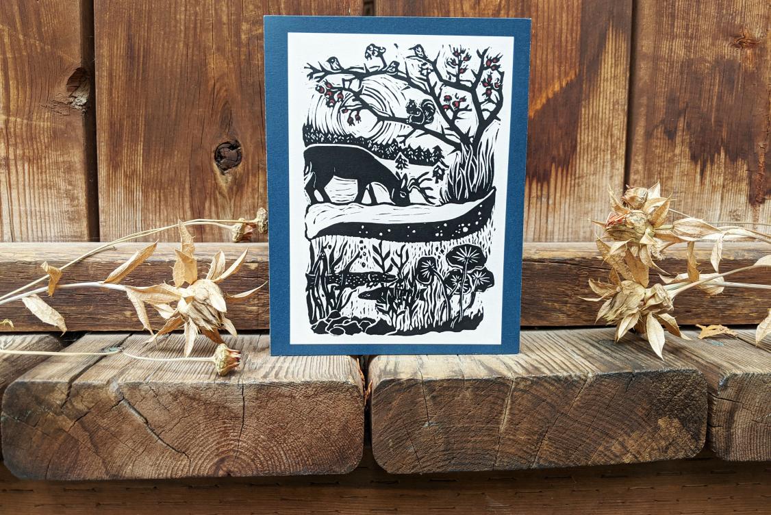 Card of wildlife in winter