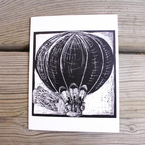 Card showing hot air balloon