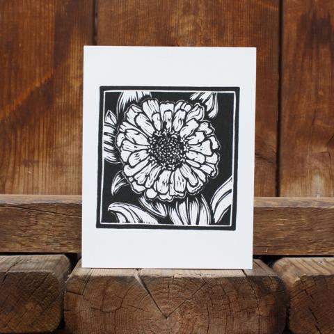 Card showing zinnia flower