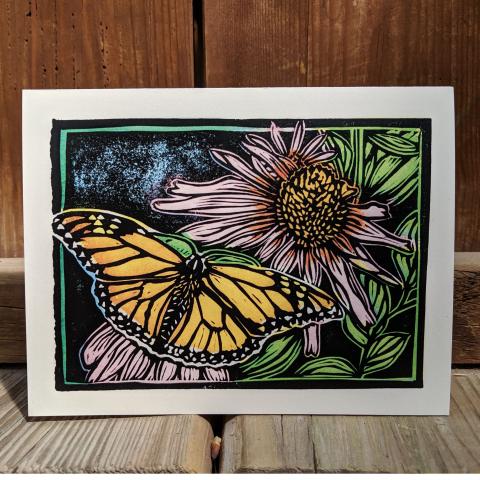 Card showing monarch butterfly