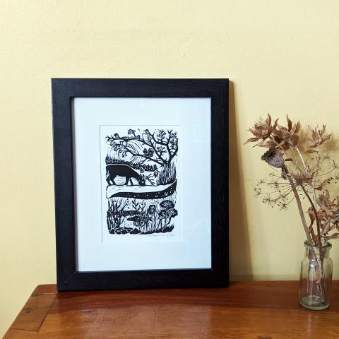 Framed Linocut Print