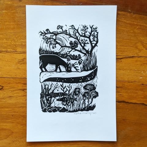 Unframed Linocut Print