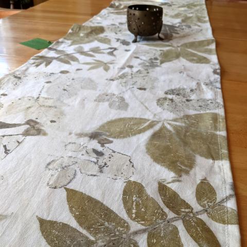 Detail of eco-printed table runner