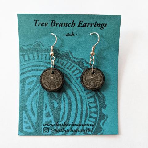 one pair ash branch hook earrings