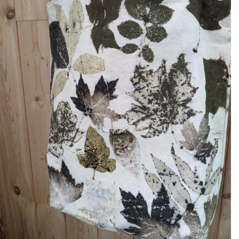 Detail of eco-printed tote bag