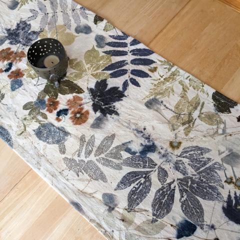 Eco-printed table runner