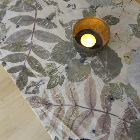 Eco-printed table runner