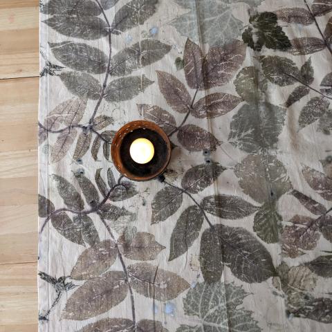 Eco-printed table runner.