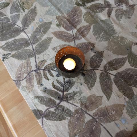 Eco-printed table runner.