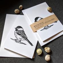 Cards showing a chickadee.