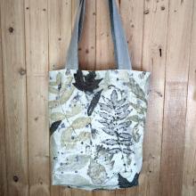 Leafy, ecoprinted canvas tote bag 