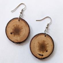 one pair chokecherry branch hook earrings