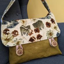 Messenger bag that is eco-printed with homegrown flowers