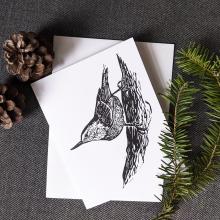 Envelope and Greeting Card showing a nuthatch.