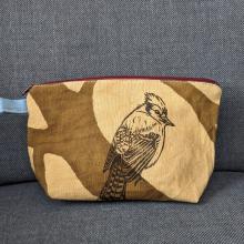 Zippered pouch with bluejay print