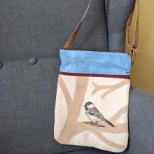 Small zippered bag with chickadee print